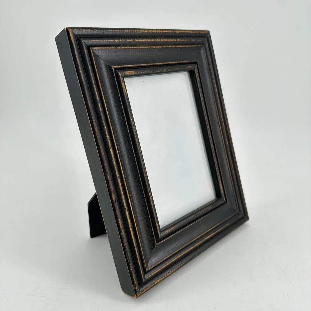 Distressed‎ Black Wood 4x6 Picture Frame Vintage Rustic Tiered Molding Decor